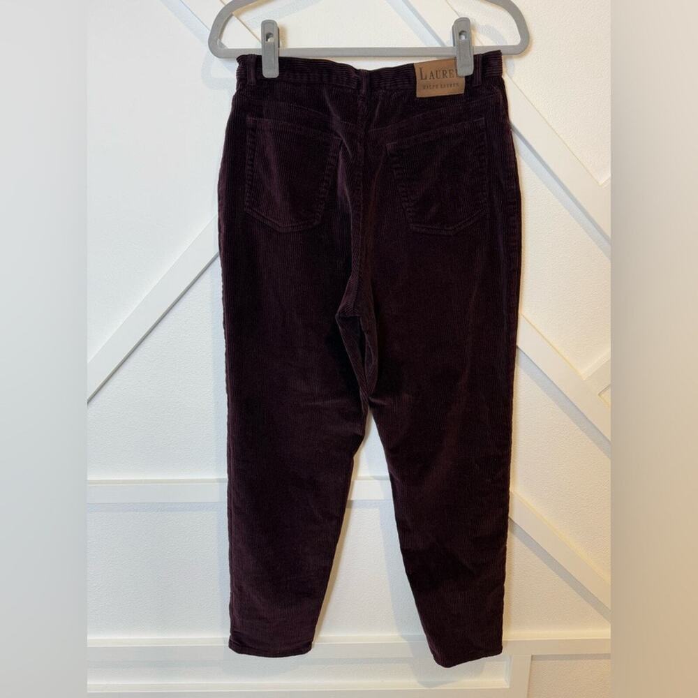 Lauren Ralph Lauren Tapered Corduroy Pants Maroon Size 12 Petite - Picture 4 of 9
